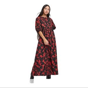 Another Reason puff sleeve maxi smock dress in abstract print (NWT)